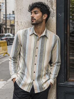 CAHOOT - Men Striped Oversized Fit Casual Shirt - Multi-Color