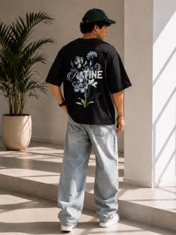 PRONK - Men PRISTINE Floral Oversized T-Shirt - Black