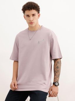 WROGN - Men Oversized Fit Placet Solid T-Shirt - Mauve