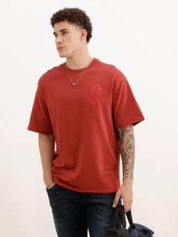 WROGN - Men Oversized Fit Placet Printed T-Shirt - Red