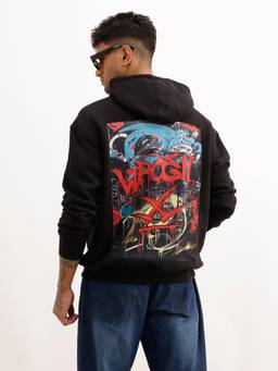 WROGN - Men Classic Comfort Fit Back Printed Hoodie - Black
