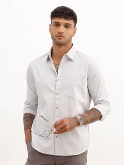 WROGN - Men Regular Fit Checkered Full Sleeve Casual Shirt - Grey