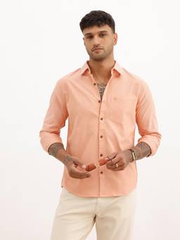 WROGN - Men Solid Regular Fit Full Sleeve Casual Shirt - Orange