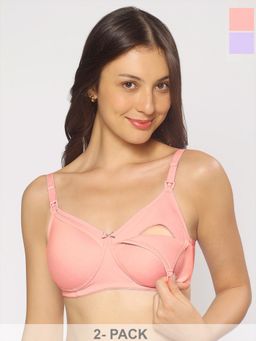 MomToBe - Multi-Color Cotton Non Padded Non Wired Maternity Bra (Pack of 2)
