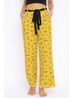 The Kaftan Company - Yellow Nautical Print Cotton Nightwear Pyjama With Belt