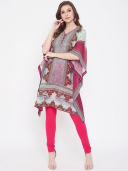 The Kaftan Company - Multi-Color Ornate Print Georgette Kurta Kaftan