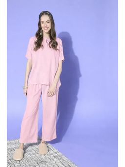 The Kaftan Company - Pink Blush Solid Cotton Nightwear Pyjama Set