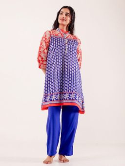 The Kaftan Company - Blue Printed Nightwear Pyjama Set