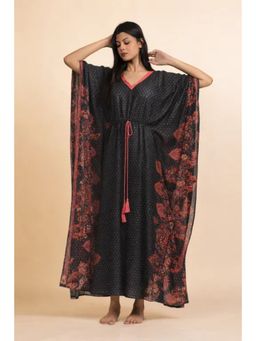 The Kaftan Company - Black Printed Sheer Georgette Kaftan
