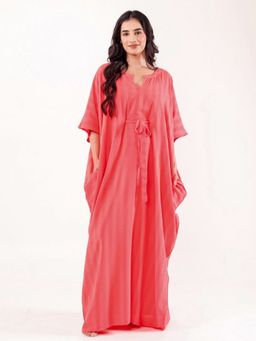 The Kaftan Company - Coral Solid Modal Loungewear Kaftan