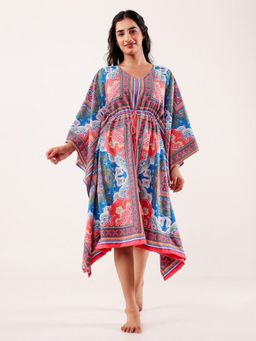 The Kaftan Company - Multi-Color Ornate Printed Crepe Kaftan