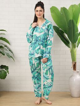 TAG 7 - Green Palm Cotton Shirt With Pyjama