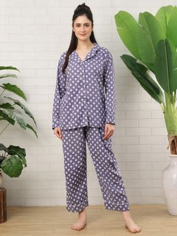 TAG 7 - Purple Booti Cotton Shirt With Pyjama