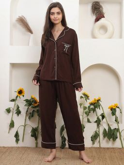 TAG 7 - Brown Bow Embroidery Nightsuit
