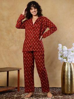 TAG 7 - Maroon Cotton Shirt With Pyjama
