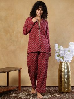 TAG 7 - Maroon Cotton Shirt With Pyjama
