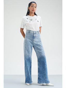 FREAKINS - Blue Ombre Odyssey Retro Flare Stretch Jeans