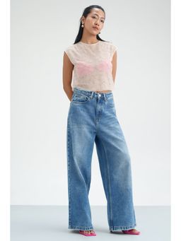 FREAKINS - Blue Muse Wide Cropped Jeans