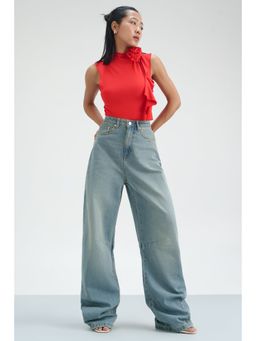 FREAKINS - Skyfall Blue Balloon Baggy Jeans