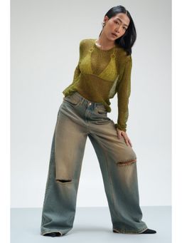 FREAKINS - Canyon Style Super Wide Distressed Flare Jeans
