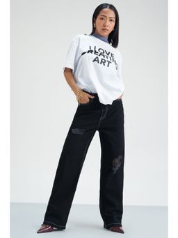 FREAKINS - Dark Knight Straight Fit Distress Jeans