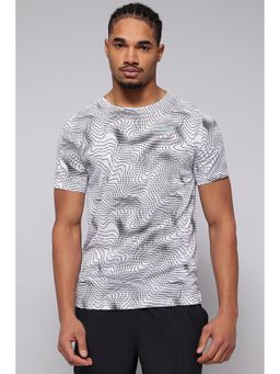 Reebok - Men Black and White Printed T-shirt