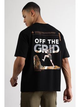 Reebok - Men Black Graphic Printed T-shirt