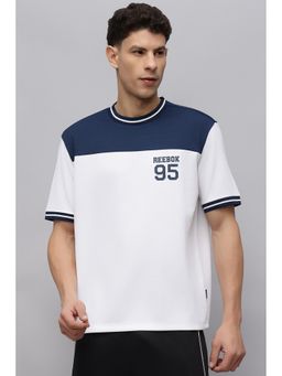 Reebok - Men Blue and White Colorblock T-shirt