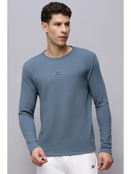 Reebok - Men Blue Textured Full Sleeves T-shirt