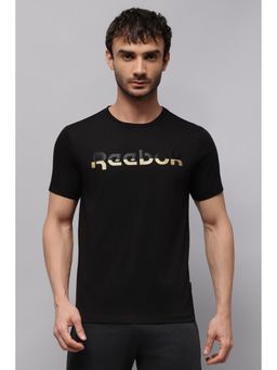 Reebok - Men Black Cotton Blend Half Sleeves T-shirt