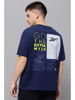 Reebok - Men Navy Blue Graphic Printed T-shirt