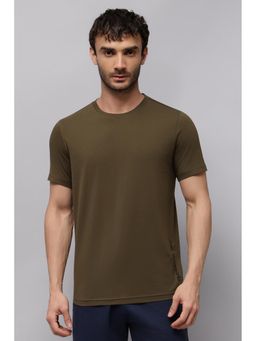 Reebok - Men Olive Solid Half Sleeves T-shirt