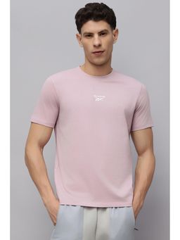 Reebok - Men Pink Solid Half Sleeves T-shirt