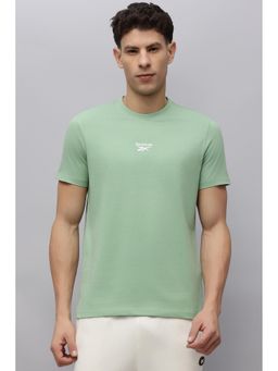 Reebok - Men Green Solid Half Sleeves T-shirt
