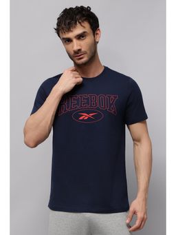 Reebok - Men Navy Blue Half Sleeves T-shirt