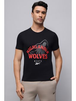 Reebok - Men Black Highlander Wolves Graphic Printed T-shirt