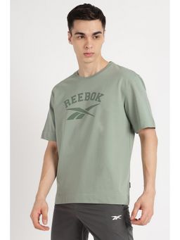 Reebok - Men Green Text Printed T-shirt