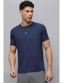 Reebok - Men Navy Blue Solid Half Sleeves T-shirt