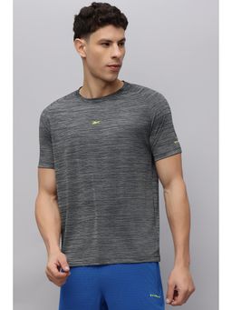 Reebok - Men Grey Textured Half Sleeves T-shirt