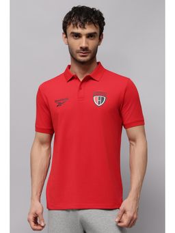 Reebok - Men Red Printed Polo T-shirt