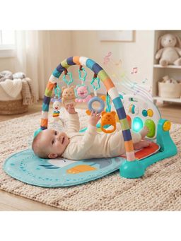 StarAndDaisy - Baby Play Gym Mat Kick Play Piano Hanging Toys Music Light Blue Infant Toddler Mat