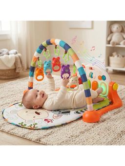 StarAndDaisy - Baby Play Gym Mat Kick Play Piano Hanging Toys Music Light Orange Infant Toddler Mat