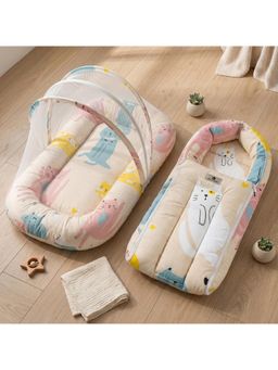 StarAndDaisy - 2-In-1 Baby Sleeping Bag with Mosquito Net Cat Print