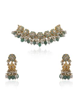 RIANA JEWELLERY - Delicate Jade Green Necklace Set