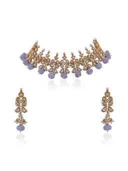 RIANA JEWELLERY - Purple Beads Necklace Set