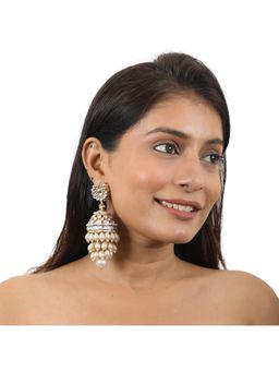 RIANA JEWELLERY - Jhumki Earrings with Layers Of Pearls