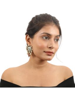 RIANA JEWELLERY - Firozi Minakari Earring with Pink Drop