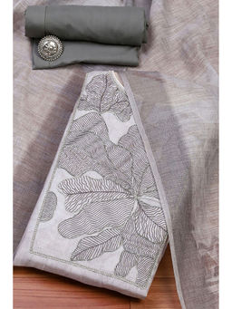 Biba - Women Grey Cotton Unstitched Dress Material (Set of 3)