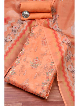 Biba - Women Orange Muslin Unstitched Dress Material (Set of 3)