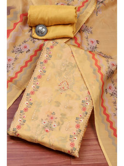 Biba - Women Yellow Muslin Unstitched Dress Material (Set of 3)